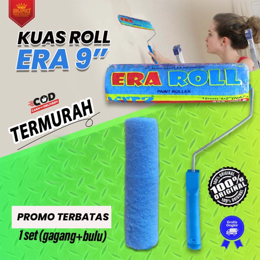 Kuas Roller Roll Cat Tembok Besar ERA Murah Awet Satu Set Jakarta