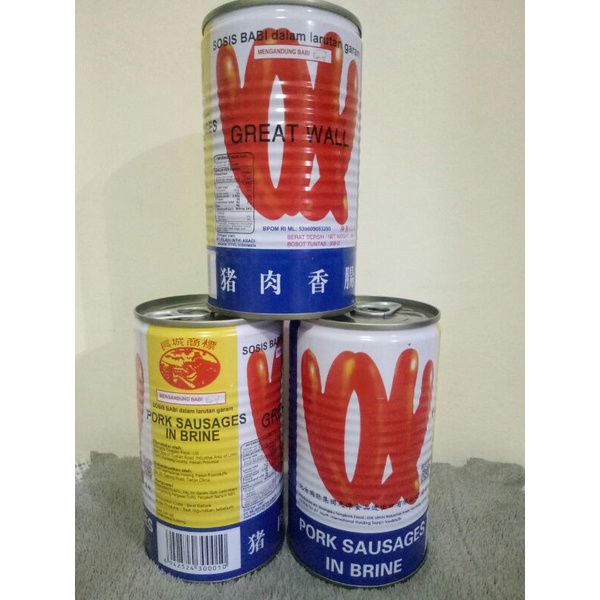 

SOSIS BABI KALENG PORK SAUSAGES IN BRINE FU YONG FONG FYF GREAT WALL 454 GR