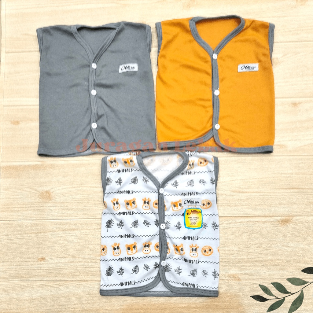 Paket Lahiran 18Pcs, Setelan Baju Bayi Baru Lahir Kekinian Motif Animal kombinasi warna Abu dan Mustard Baby Gift Set - Juragan Lebak