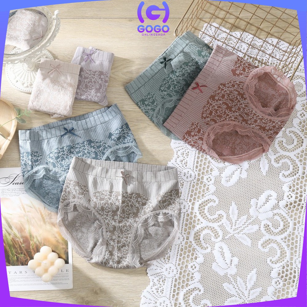 GOGO-P121 Celana Dalam Wanita Pita Renda / Celana Dalam High Waist Fashion Import / Underwear Antibakteri / Celana Murah