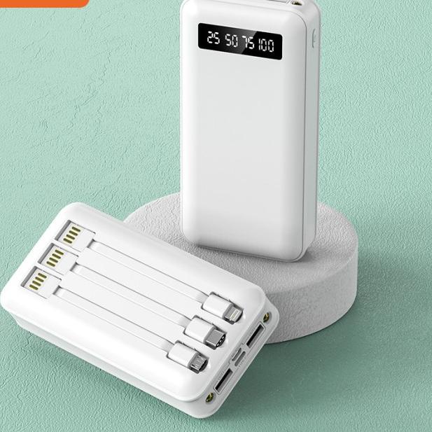 PowerBank 20000 mah Power Bank Murah Mini Dual USB LED BASIKE Fast - Putih 20000mah