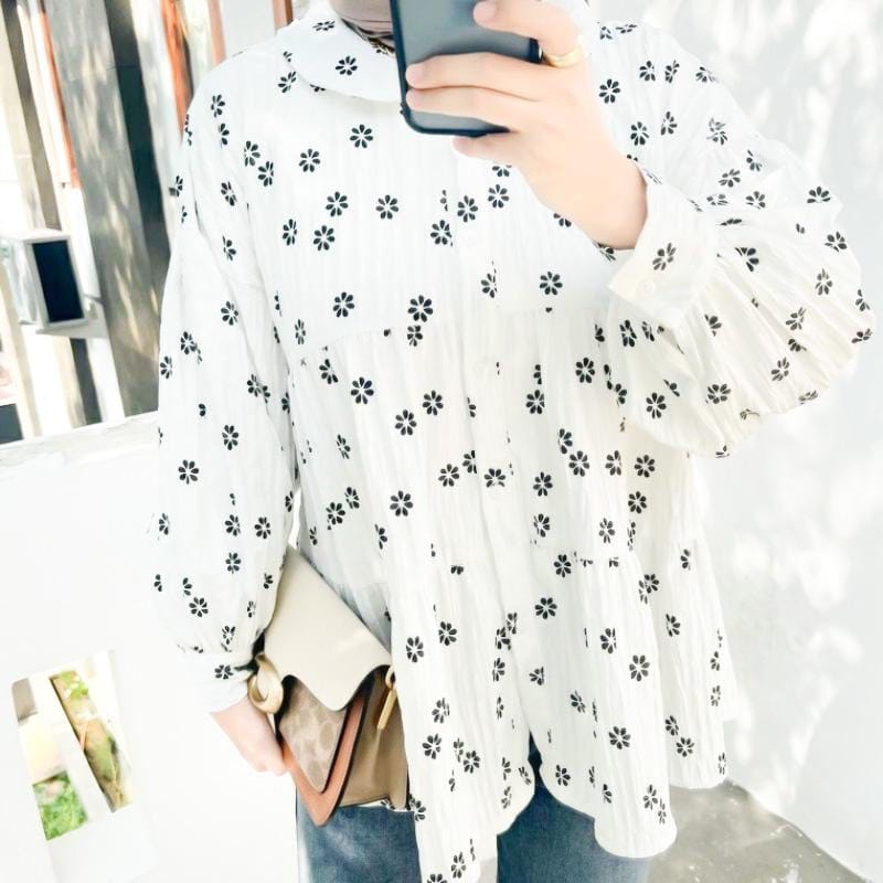 BEFAST - ZEC OOTD Blouse LULA / Pevi Blouse / Pakaian Kekinian Wanita Remaja / Blouse Keluaran Terbaru / Atasan Lengan Panjang / Blouse Wanita Remaja Motif Bunga-Bunga Trendy / Fashion Wanita Casual / Outfit Wanita Hijab