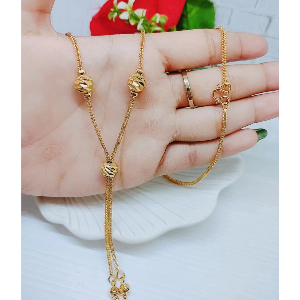 Kalung Xuping Biji Bola Lapis Emas 24k Perhiasan Fashion W34/35/36 (Panjang 60-70CM)