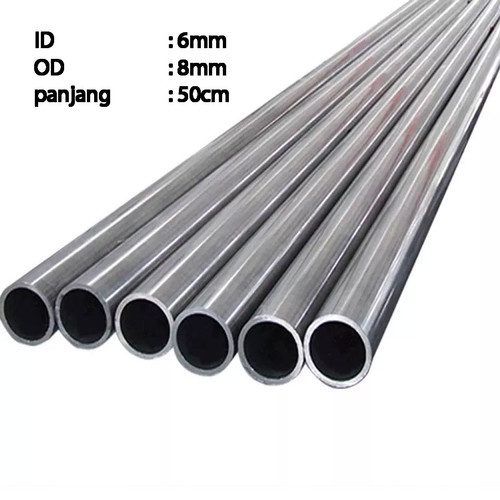 pipa ss id inner diameter dalam 6mm +- ya panjang 1m 1 meter stainless bulat pipe