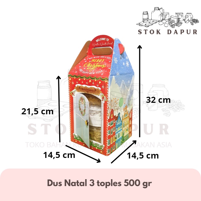 

Box Dus Natal Kue Kering untuk 3 Toples @500gr