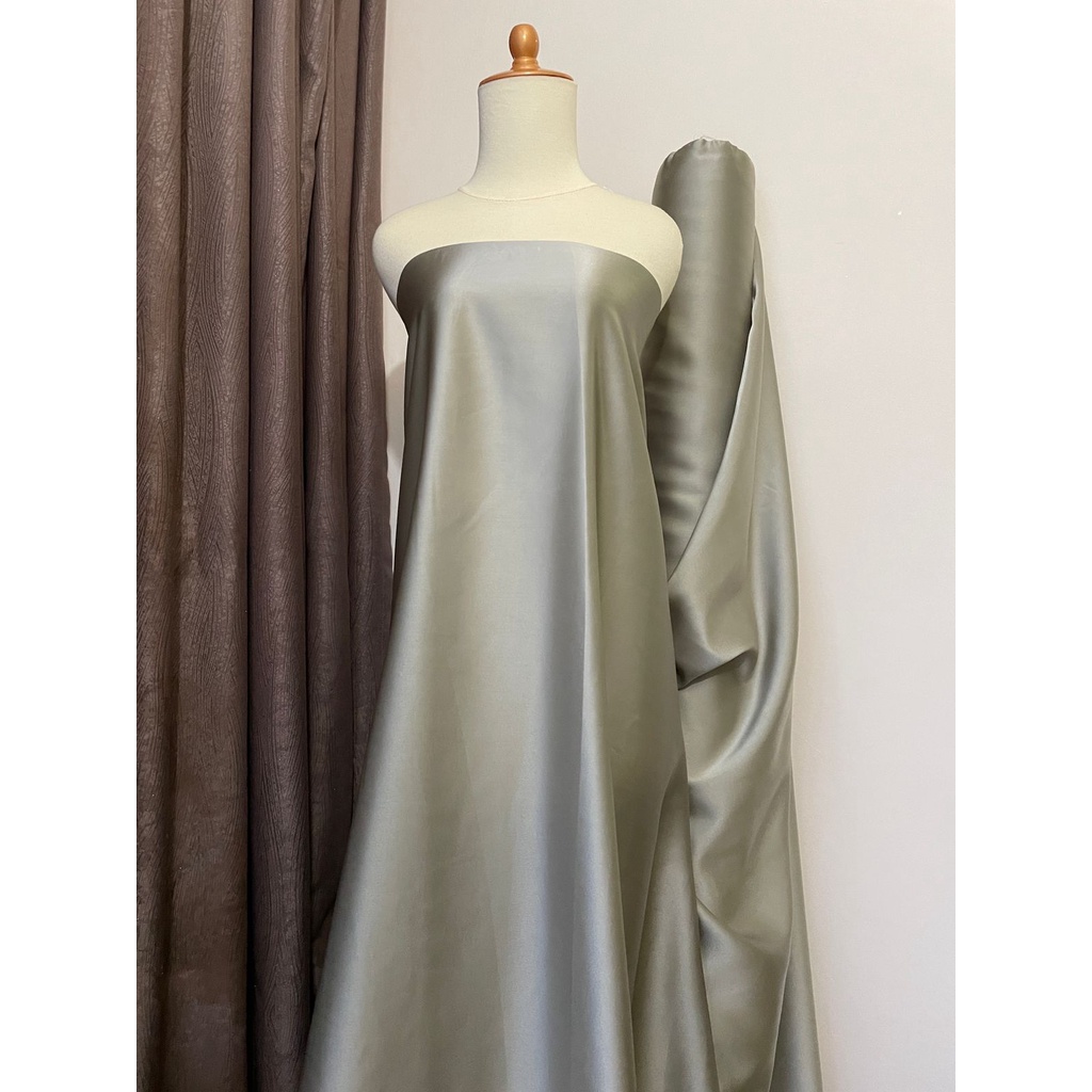 Bahan Satin Maxmara Silk Lux Premium Meteran Mewah Warna Sage Green Hijau Army