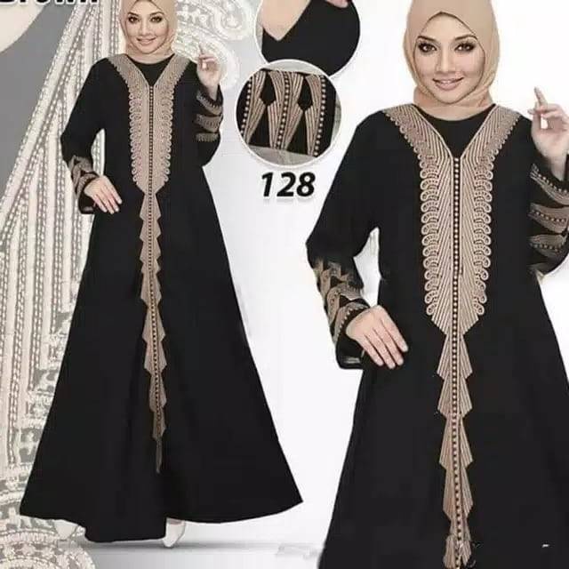 abaya hitam 128 gares turkey arab elegan