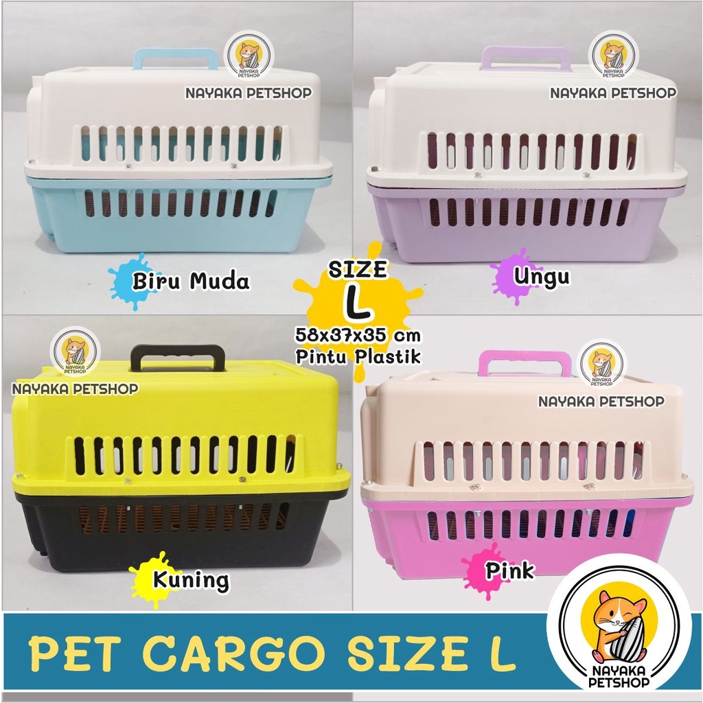 Ukuran L Pintu Plastik Pet Cargo Kucing Besar Pet Carrier Murah Jumbo Travel Kandila Musang