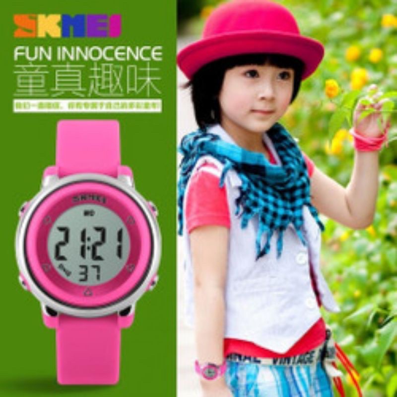 JAM TANGAN ANAK DIGITAL SKMEI 1100 PINK WATER RESISTANT 30M