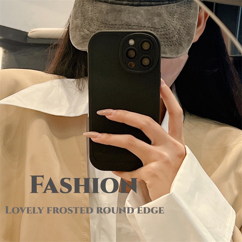 Soft Case Pelindung Mata Model Tepi Bulat Buram Untuk iPhone 14 13 12 11 Pro X XS Max XR 7 8 Plus