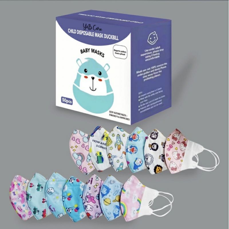 isi 50pcs/Box Masker Duckbill Anak dan Bayi KOREA FASHION DISPOSABLE MASK IMPORT Anti Virus