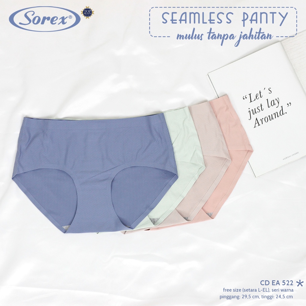 Sorex EA 522 Celana Dalam Wanita Seamless Tanpa Jahitan Anti Nyeplak Freesize Size Jumbo (L-EL) (3pcs)