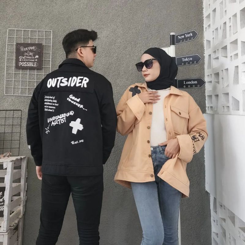 OUTSIDER Jacket Unisex Cewek Cowok Oversize Size M.L.XL | Jaket Oversize Cewek Cowok Korean Style | Jaket Oversize