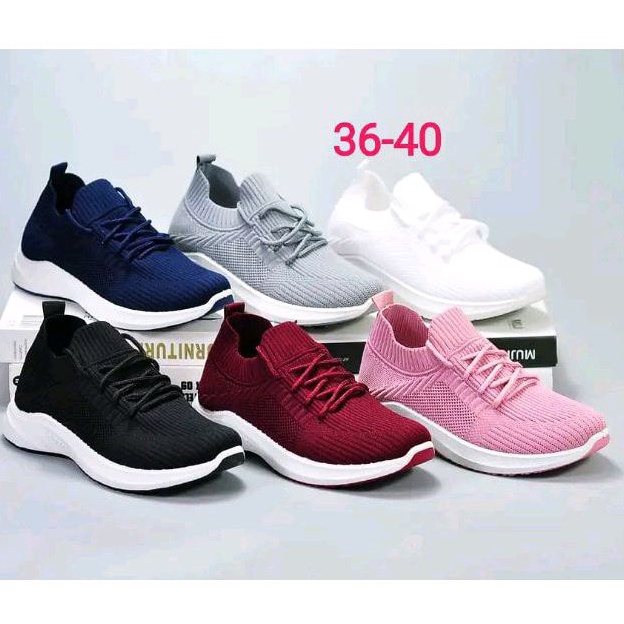 Sepatu Wanita Import Sneakers Rajut Slip On