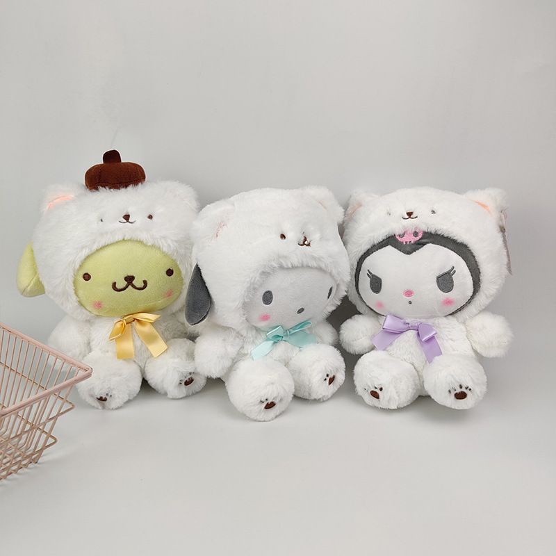 MAINAN BONEKA MELODY CINNAMOROLL KUROMI POCHACCO DOG POMPOMPURIN PURIN WHITE SERIES IMPOR LUCU