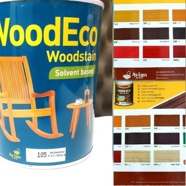 LENKOTE Politur WoodStain Vernis Kayu Wood Stain Eco 1 Lt Liter Avian - CLEAR GLOSS