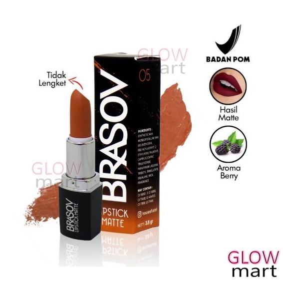 BRASOV Lipstick Matte 3.8g BPOM | lipstik mate