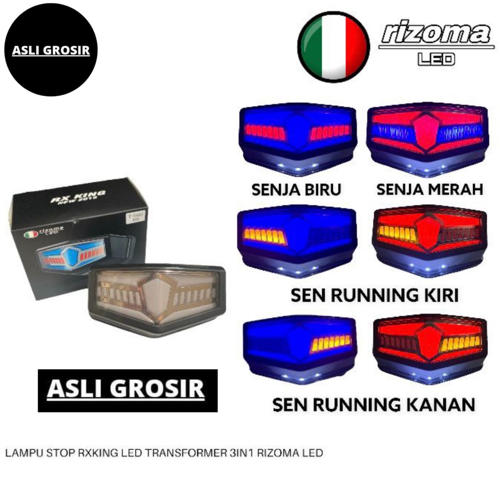 Stoplamp Lampu Stop Belakang RX King 3 in 1 Set Rizoma Racing Transformer New Biru Merah