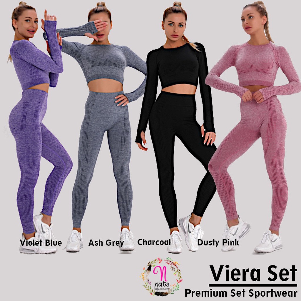 SETELAN Senam VIERA Setelan olahraga baju senam murah gym zumba aerobic fitness celana legging