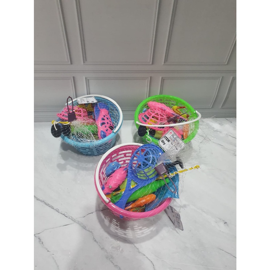 mainan motorik anak pancing ikan fishing games kit ember