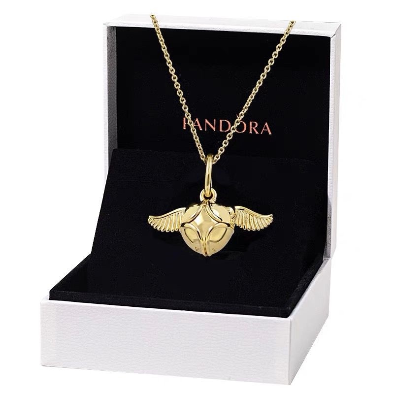 Pandora Kalung Emas 18K Hias Liontin Snitch Harry Potter Untuk Wanita