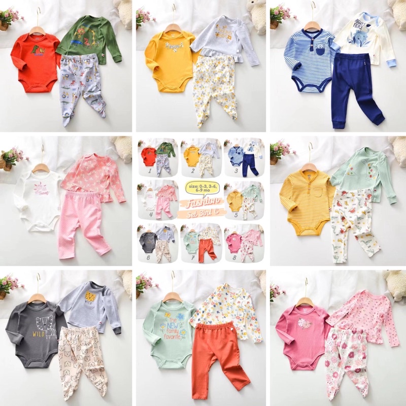 Fashion Set Anak laki-laki dan Perempuan 0-3m, 3-6m, 6-9m