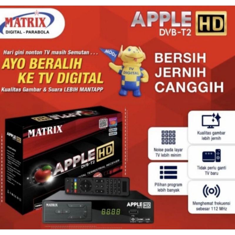 Set Top Box Stb Tv Box Digital Matrix Apple HD DVB-T2 Merah