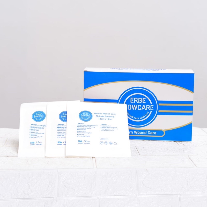 Alginate dressing erbe mowcare 10 x 10 cm , alginat dressing hight quality