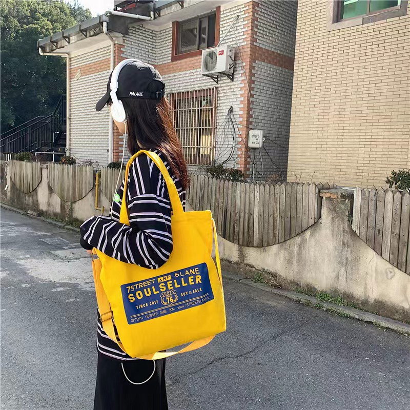 Totebag murah UNISEX || TAS JINJING KULIAH Totebag Murah || Totebag Travell SOUL113 YELLOW