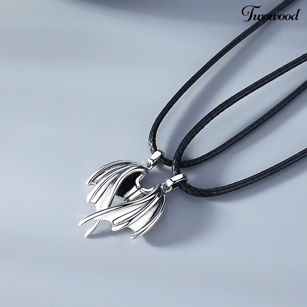 1 Pasang Kalung Pasangan Dengan Liontin Sayap Malaikat Untuk Hadiah
