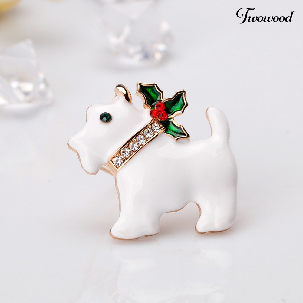 Twowood Bros Pin Enamel Bentuk Anjing Tema Natal Untuk Aksesoris Pakaian