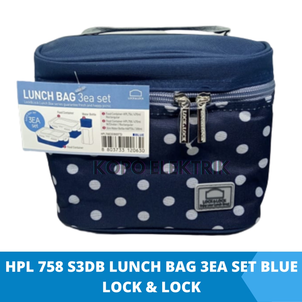 HPL 758 S3DB LUNCH BAG 3EA SET BLUE LOCK &amp; LOCK