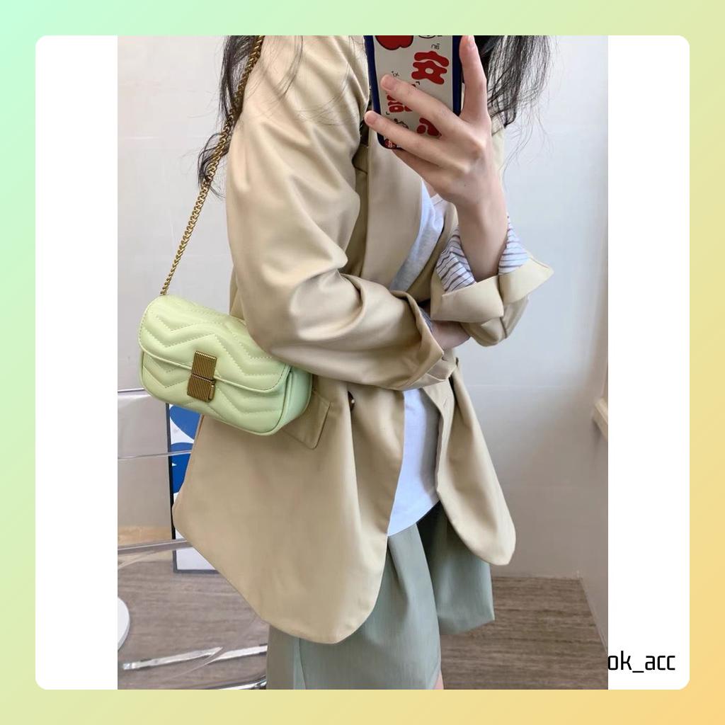 BARU Tas Selempang Kulit Wanita Cewek Dompet Hp Rantai Luxury Mini Bag FT44 17 x 12 x 5.5 cm