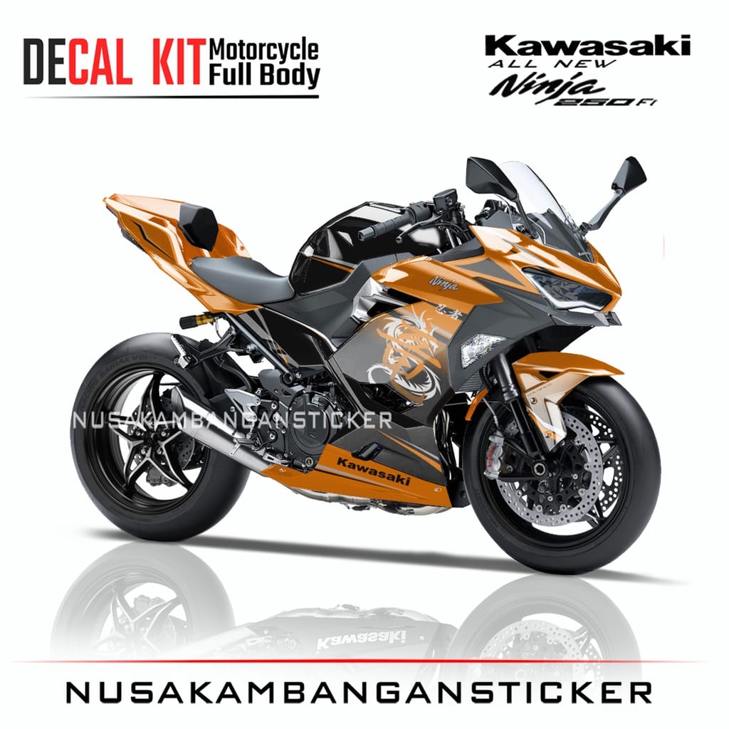 STIKER DECAL SEPEDA MOTOR KAWASAKI NINJA 250 FI ALL NEW FULL BODY ORANGE KANJI GRAFIS RACING TEAM ST