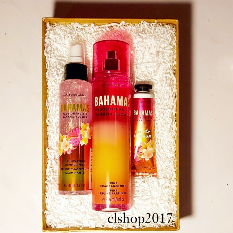 BBW BAHAMAS - PASSIONFRUIT &amp; BANANA FLOWER  GIFT SET PAKET BATH &amp; BODY WORKS