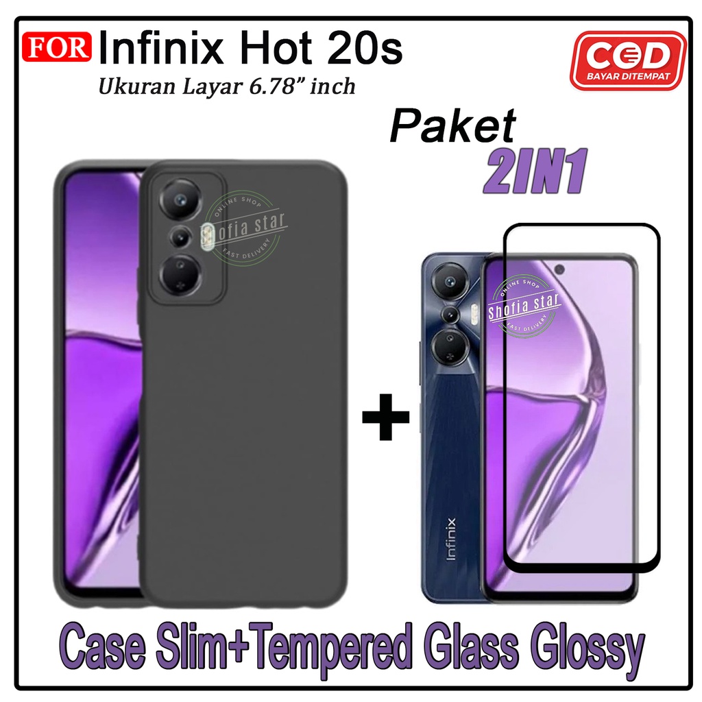 PAKET 2IN1 Case Infinix Hot 20s Hot 20i Hot 20 5G 12 Pro 12 Play 10 play 11 Play 11s NFC Softcase Slim Black Premium Protect Casing