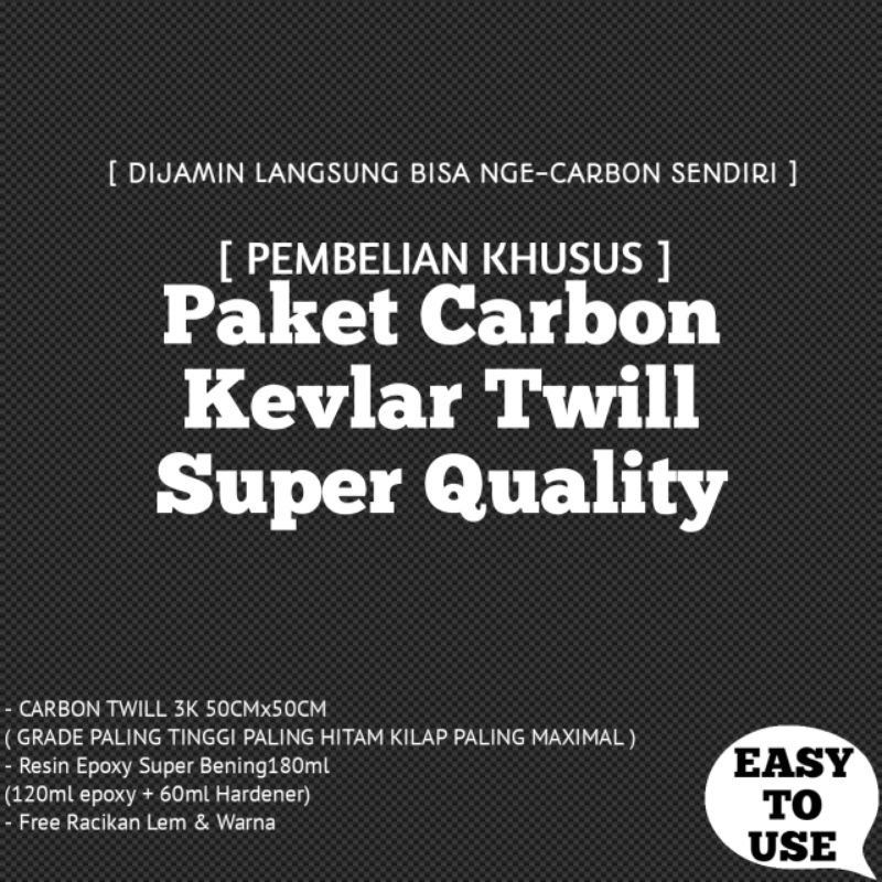 Termurah Paket Carbon Kevlar 3K GRADE Premium Kualitas joss