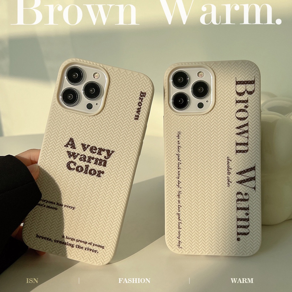 IPHONE Ins Sederhana Coklat Sweater Hangat Pola Case Untuk Iphone14 7 XS XR 11 12 13 PRO MAX Casing Cover Pelindung AT0180