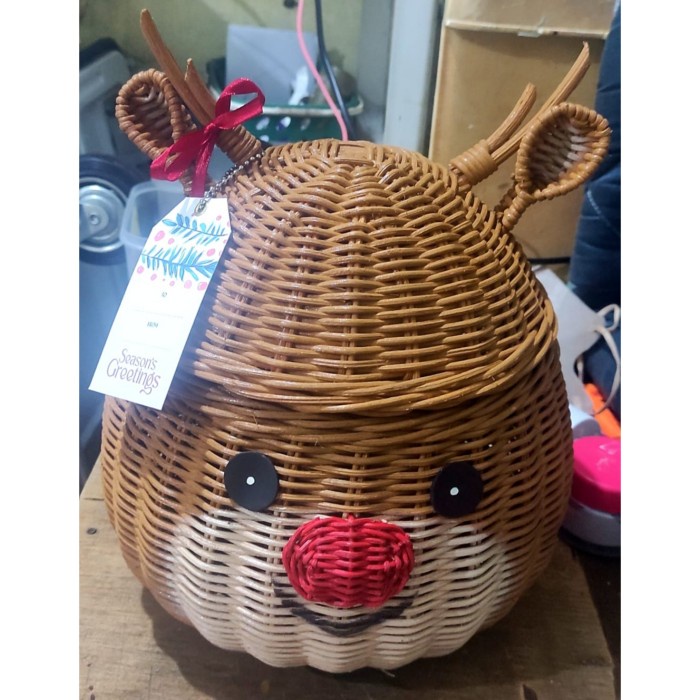 

(COD) Keranjang Rotan christmas/Kado natal christmas 2022 / box hamper - Rudolf