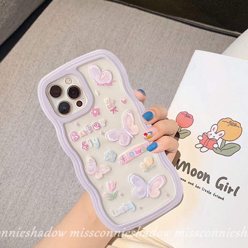 Soft Case Desain Kupu-Kupu Bunga Ungu Untuk iPhone 11 Pro Max 14 12 13 Pro Max 6 6s 7 8 Plus XR 14 Plus X XS Max SE 2020