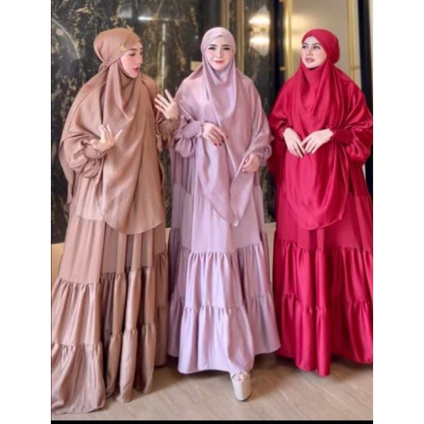 Gamis Polos set Hijab Cadar Shellasaukia