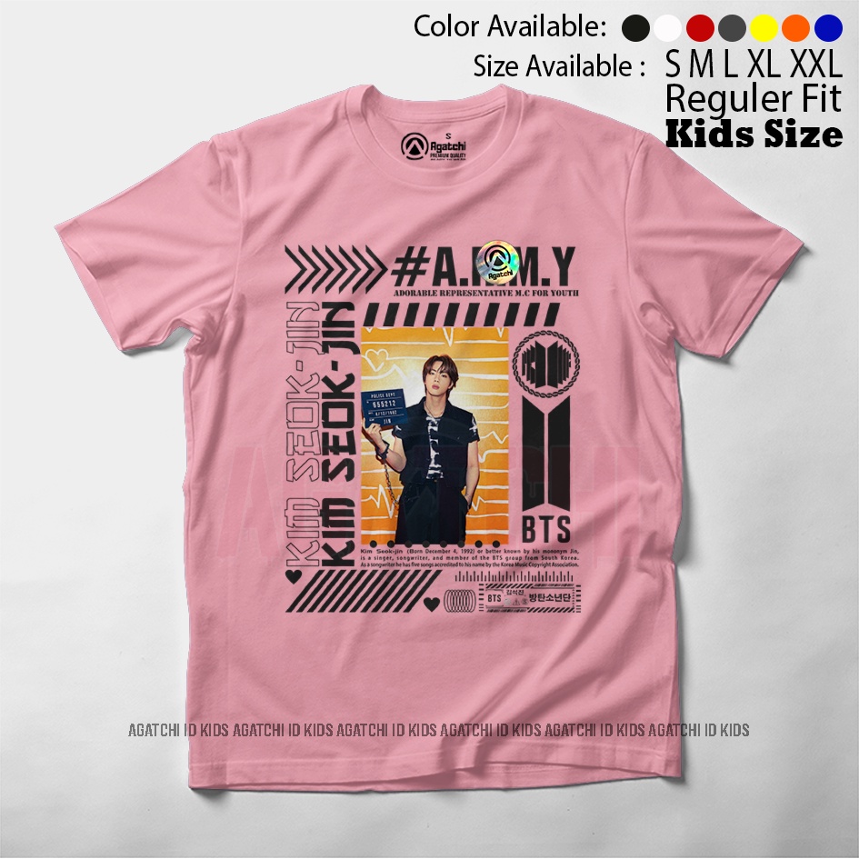 Baju Kaos Atasan Anak Perempuan Motif BTS Kim Seok - Jin / Jin