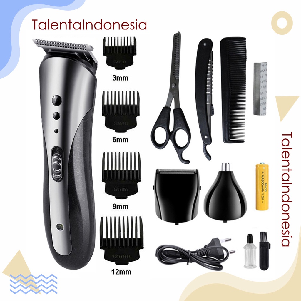 Alat Cukur Rambut KM-1419 Rechargeable 3in1 Hair Trimmer Shaver Pisau Jenggot Kumis