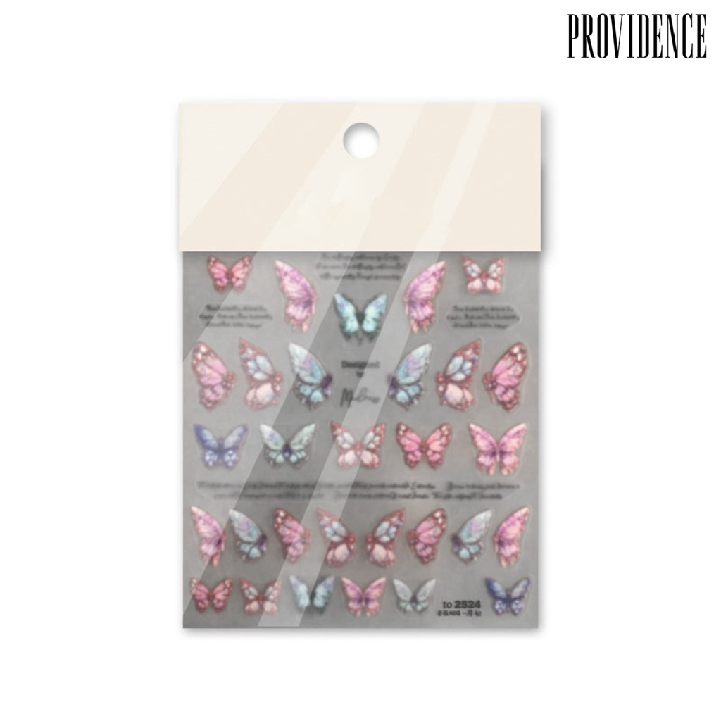 1 Lembar Stiker Kuku Desain Kupu-Kupu 5D Untuk Salon Manicure Nail Art