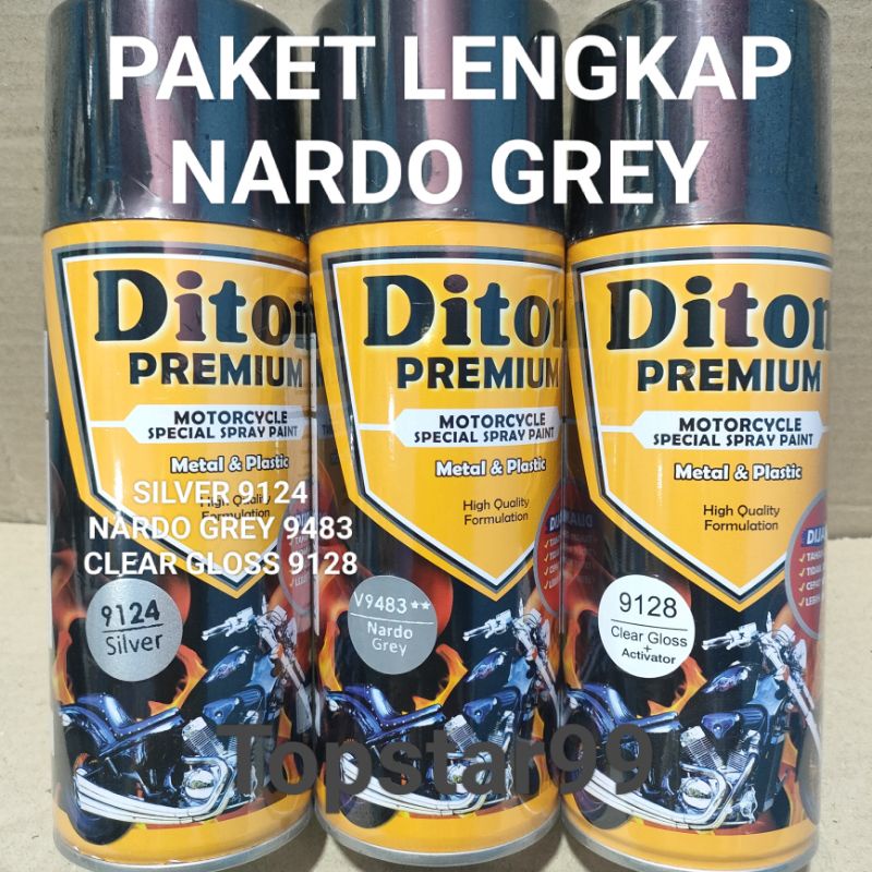 Pilok Cat Diton Premium Paket Lengkap 3 Kaleng  Nardo Grey 9483 Silver 9124 Clear Gloss 9128 400cc Pilox Paketan Cat Semprot Special Spray Paint