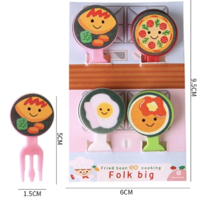 8pcs Tusuk buah Kue Bento Food Pick Motif PIZZA Tusukan Bento Grosir