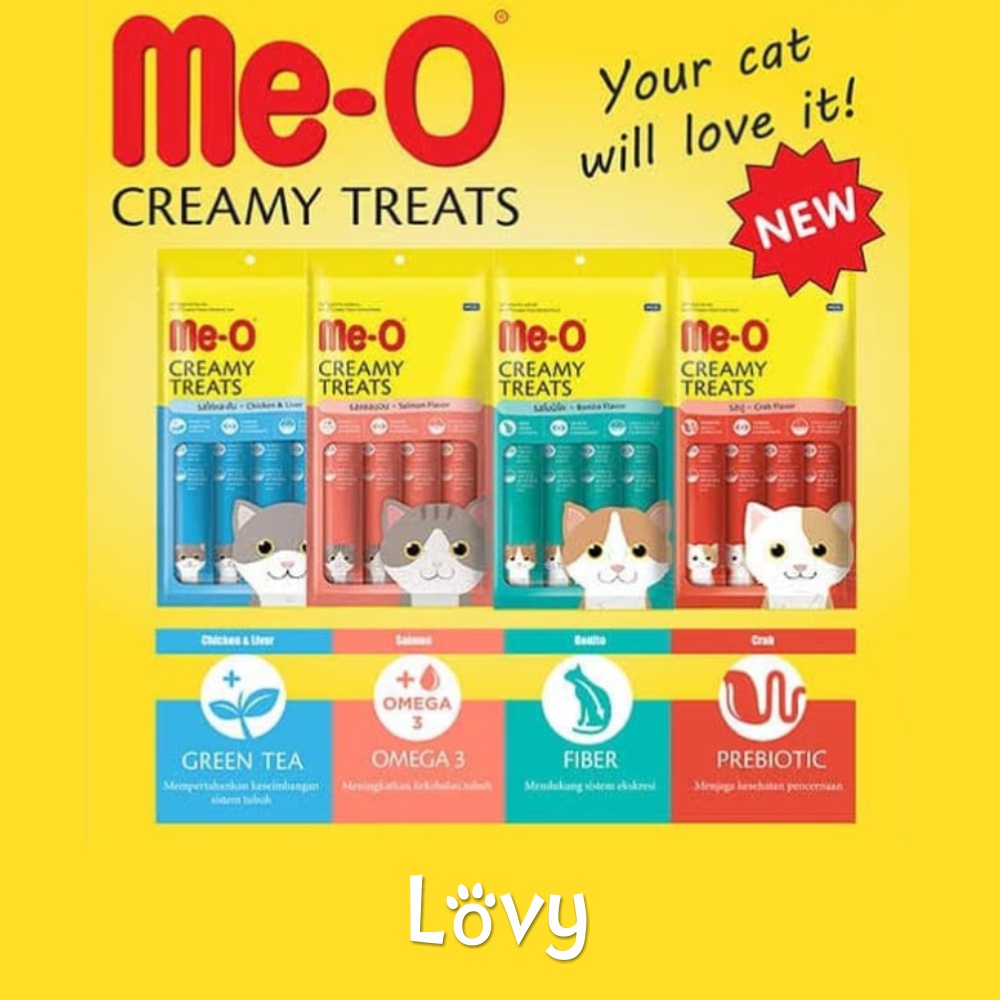 MEO CREAMY TREATS liquid 60gr isi 4 Snack Kucing | Me-o Creamy All variant