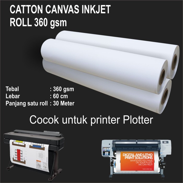 

Bahan Kanvas Roll Inkjet 360Gsm / Catton Canvas Lukis Roll Aqueous