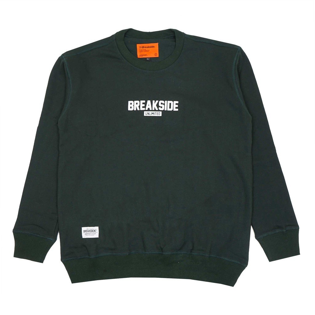 Sweater Crewneck Breakside Unlimited Ijo Botol | Sweater Pria | Sweater Cowo | Sweater Wanita | Swea