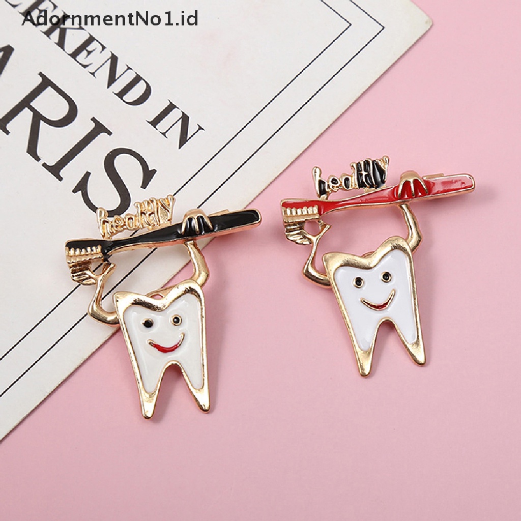 Bros Pin Enamel Desain Sikat Gigi Bahan Logam Ukuran Kecil No1 Untuk Dokter Perawat